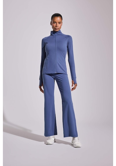 Defacto Defactofit Fitted Vücuda Oturan Ultra Soft Dik Yaka Çift Cepli Parmak Detaylı Fermuarlı Spor Hırka B3985ax25auın231 Indigo
