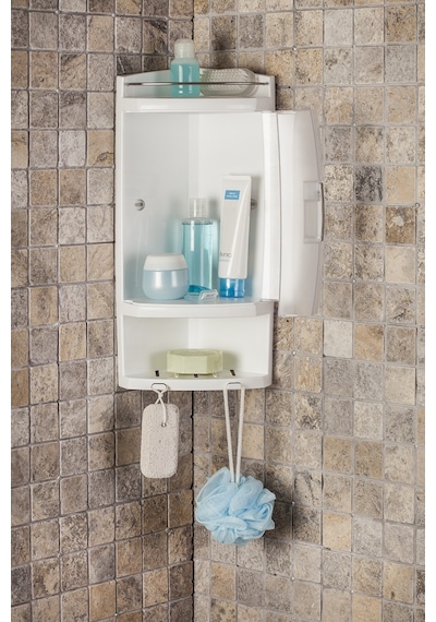 Primanova Banyo Köşe Rafı Kapaklı Şeffaf S05-16