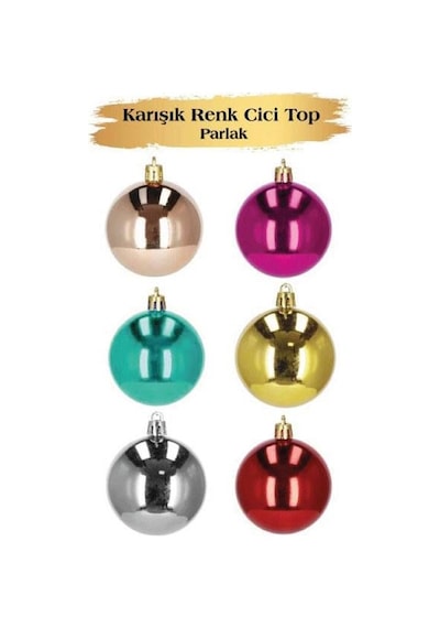 4 Cm Parlak Mix Yılbaşı Top Süs 6'lı Dekoratif Ağaç Ve Parti Süsleme Mini Renkli Set Diğer