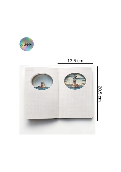 Hediyelik Lüks Oval Desen Kesimli Çizgisiz Not Hatıra Defteri 60 Yaprak 13,5x20,5 Cm Kız Kulesi Kesim