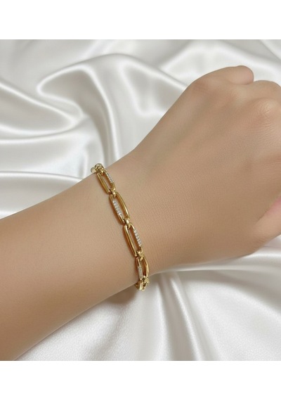 Xuping Modern Tasarım Zirkon Taşlı Kuyumcu Serisi Premium Bileklik 17cm + 2cm Ayarlı Gold