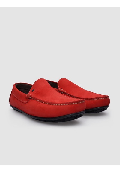 Cabani %100 Hakiki Deri Kırmızı Nubuk Erkek Loafer-kırmızı Kırmızı
