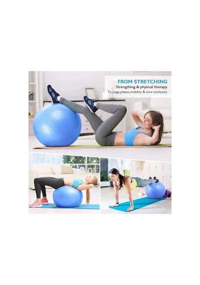 55 Cm Fitilli Pilates Topu + Sünger Saplı Şeklinde Direnç Lastiği Seti