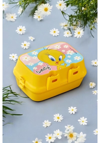 4 Bölmeli Beslenme Kutusu - Yemek Saklama Kabı - Beslenme Çantası Seyahat Piknik Çantası Tweety