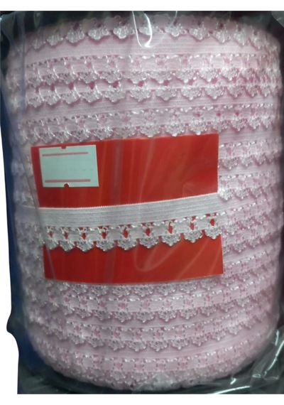 Çamaşır Lastiği Dantelli 1 Cm 75 Metre 1 Top Açık Pembe