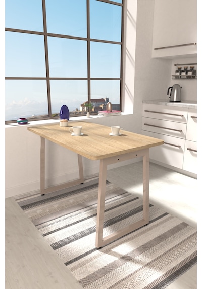 Vilinze Biga Sabit Mdf Metal Ayak Mutfak Masası - 70x120 Cm Beyaz