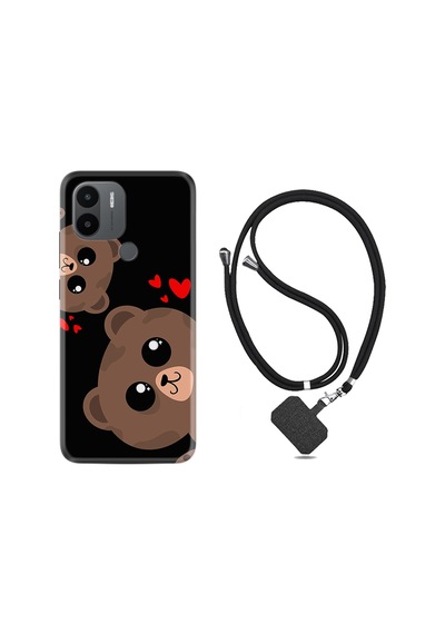 Xiaomi Redmi A1 Kılıf İpli Boyun Askılı Desenli Silikon Love Animals 1780