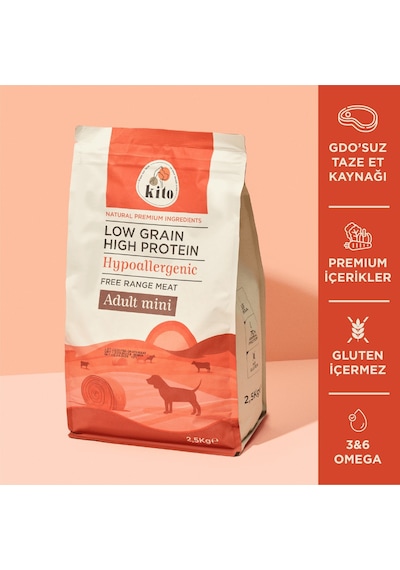 Kito Doğal Besi Kuzu Etli Yetişkin Mini Irk Köpek Maması 2.5 KG