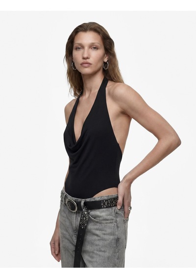 Koton Sırt Dekolteli Degaje Yaka Bodysuit Siyah 6sak10003ek