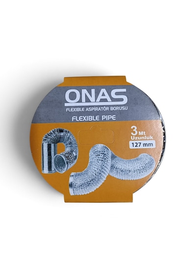 Onas Flexible Alüminyum Aspiratör Davlumbaz Baca Gider Borusu 127 Mm 3 Metre