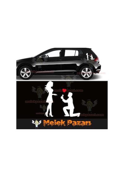 Diz Çöken Adam Aşk Oto Sticker