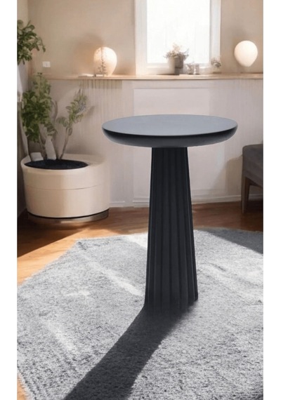Wood Wooden Ahşap Tekli Mantar Yan Sehpa Modern Siyah Renk Fiskos / Çiçeklik Siyah
