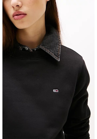 Tommy Hilfiger Kadın Mürettebat Yaka Sweatshirt - Siyah Black