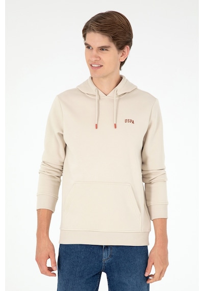 U.S. Polo Assn. Erkek Kapüşonlu Taş Basic Şardonlu Sweatshirt 50295176-VR049