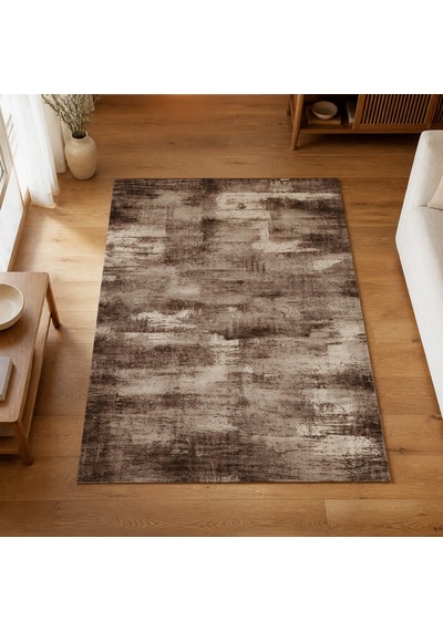 Kartela Halı Vintage Halı Kaymaz Taban Makinede Yıkanabilir Halı Kahverengi - 180 X 270 Cm