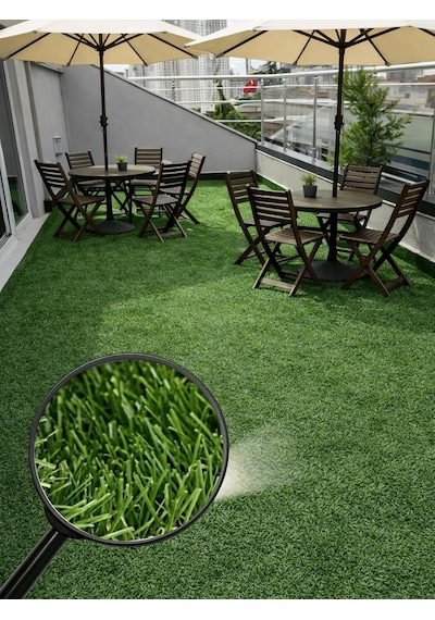 Dekoratif Suni Çim Halı 20 Mm Gerçek Çim Görünümlü Balkon Teras Bahçe İçin Yapay Çimen Kaymaz Taban Yapay Çim Ölçü Seçenekli 100 X 100 Diğer