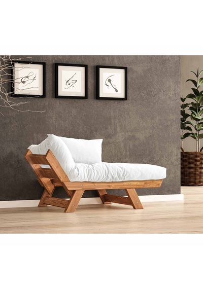 Woodesk Adalar Masif Tik-kırık Beyaz Renk Berjer Cpt8151-140 Camel