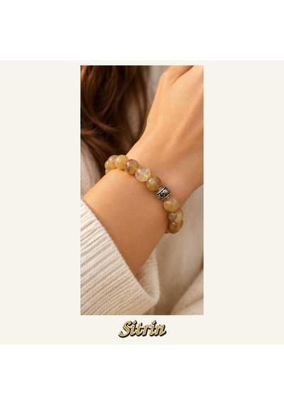 Sitrin Taşı Bileklik 8 Mm, Unisex, Elastik Çok Renkli