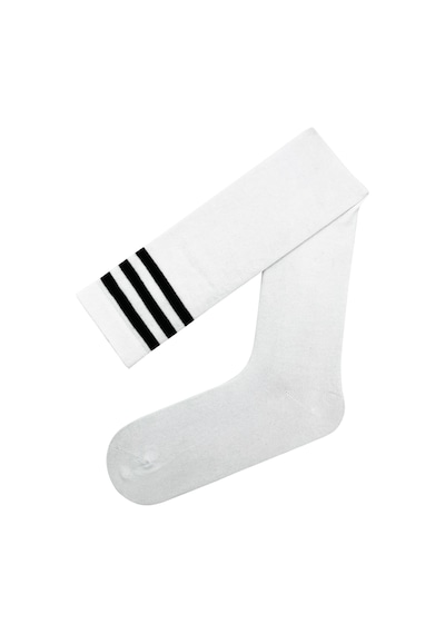 Carnaval Socks 2'li Siyah Ve Beyaz 3'lü Şerit Desenli Diz Üstü Çorap Çok Renkli