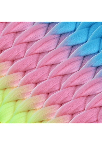 Afrika Örgülük Ombreli Sentetik 100 Gr. / Açık Mavi / Pembe / Neon Sarı - Zmff-462963 Çok Renkli