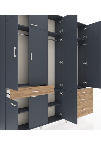 Arges Dolap 8 Raflı 4 Çekmeceli 3 Askılı 220x30x243 Antrasit-antrasit/çam Antrasıt/atlas Çam Arges Dolap 8 Raflı 4 Çekmeceli 3 Askılı 220x30x243 Antrasit-antrasit/çam Antrasıt/atlas Çam