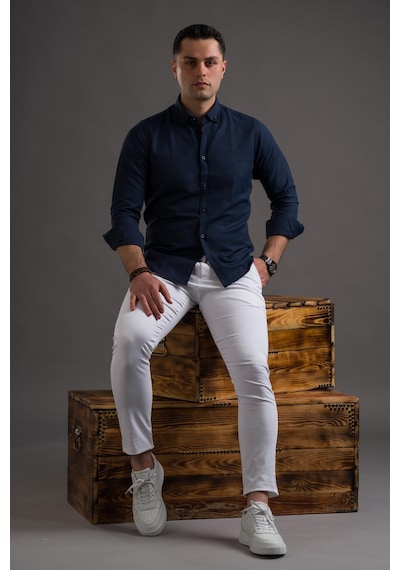 Advante Slimfit Düğmeli Yaka Uzun Kol Erkek Gömlek 001