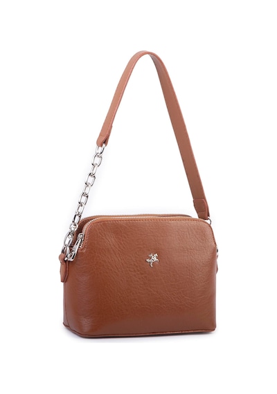 Nas Bag Kadın Omuz Ve Çapraz Zincirli Ve Uzun Çift Askılı 20x15 Cm Taba Victoria