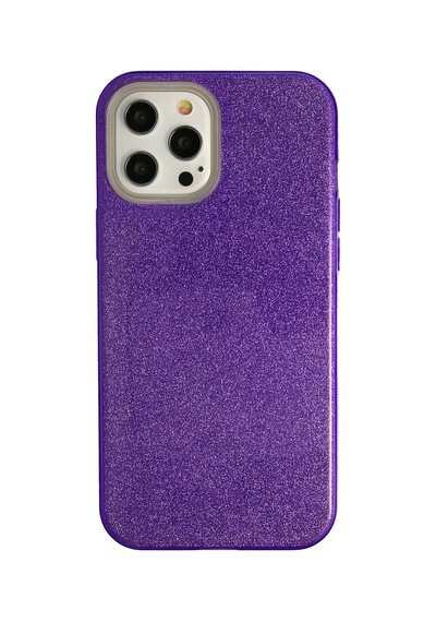 Newface - 635 - İphone 12 Pro Max Kılıf Simli Katmanlı Silikon - Edntrend - - Mor