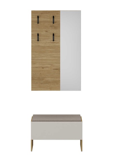 Porto 4 Askılı Aynalı Vestiyer Panosu - Florida Meşe 72x117x3 Cm