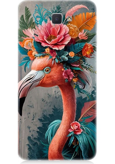 Samsung Galaxy J5 Prime Uyumlu Çiçekli Flamingo Desenli Silikon Kılıf