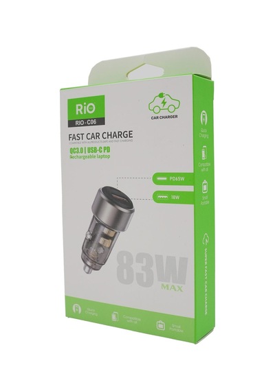 Rio Araç Şarjmatik Hem Usb-a 18w Hemde Type-c 65w Çıkışlı Araç Çakmaklık Girişli Hızlı Şarj