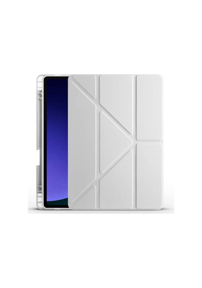 Galaxy Uyumlu  Tab S9 Kılıf Frm Tri Folding Kalem Bölmeli Standlı Kılıf-gri Arka Kapak