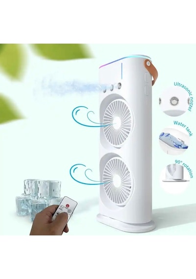 Şarjlı Masa Üstü Vantilatör Kumandalı 3 Spreyli Buharlı Hız Modlu Mini Soğutucu Fan Mini Klima