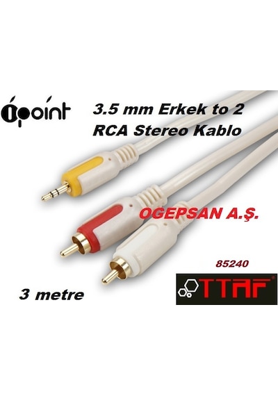 Opoint 3.5Mm Male To 2 Rca Audio Cable 3 M