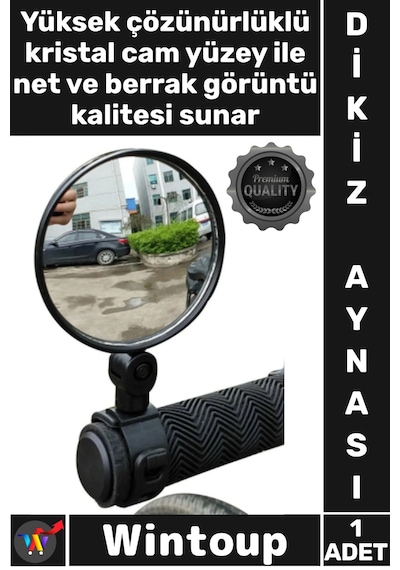 Dikizaynası Siyah Şık Tasarım Evrensel Uyumlu Güvenli Sürüş Aksesuar Motor Geniş Açılı Dikiz Aynası
