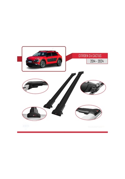 Citroen C4 Cactus 2014 Ve Sonrası İle Uyumlu Fly Model Ara Atkı Tavan Barı Siyah