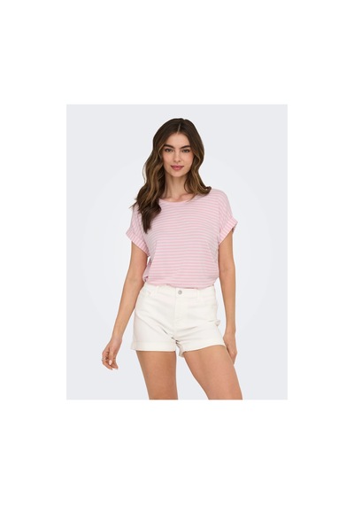 Jack & Jones Only Kadın 15206243 Onlmoster Strıpe S/s O-neck Top Jrs Noos Pembe