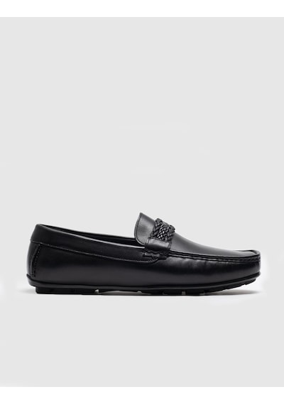 Cabani Hakiki Deri Siyah Tokalı Erkek Loafer - 42