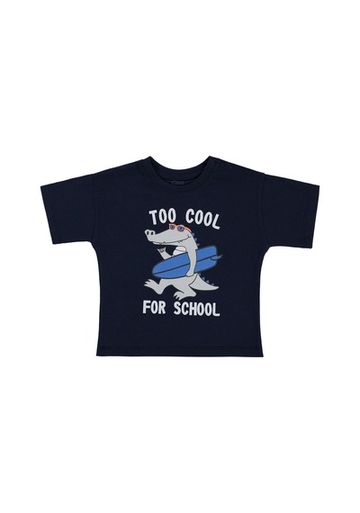 Civil Baby Too Cool For School Baskılı 6-18 Ay Tişört - Lacivert