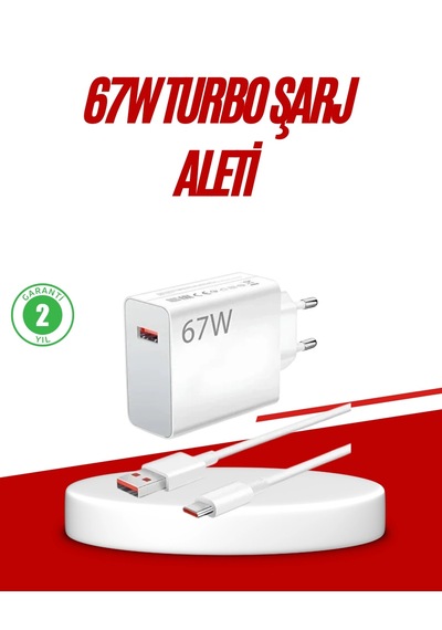 Mey İthalat 67 Watt Type C Hızlı Şarj Cihazı Huawei P30 P40 Mate 20 Pro Uyumlu -