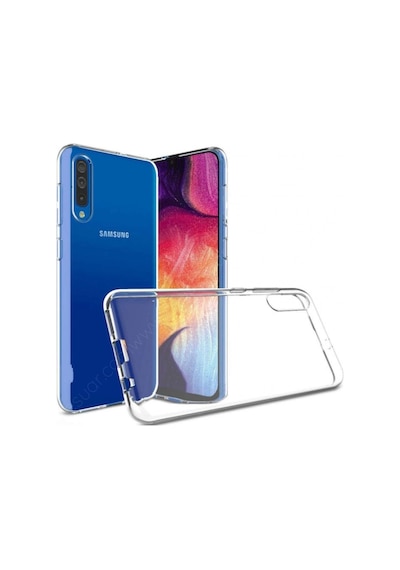 Samsung Uyumlu Galaxy A70 Şeffaf Kılıf Crystal Pc Antishock Darbe Emici Kenar Şeffaf Silikon Kapak Kılıf Turuncu
