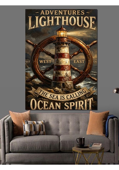 Lighthouse Ocean Spirit Deniz Feneri Dekoratif Kanvas - Mdf Ahşap Tablo
