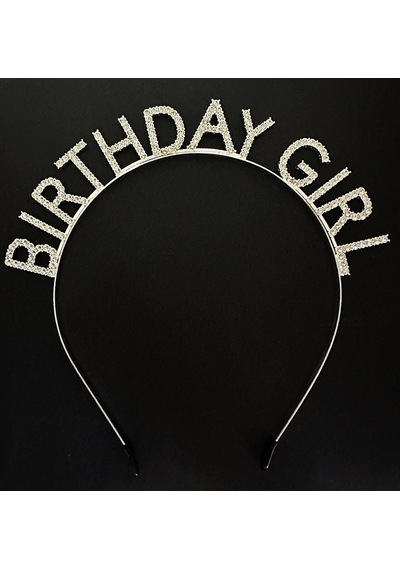 Gümüş Kristal Taşlı Birthday Girl Doğum Günü Tacı İthal Ürün 17x16 Cm Çocuk