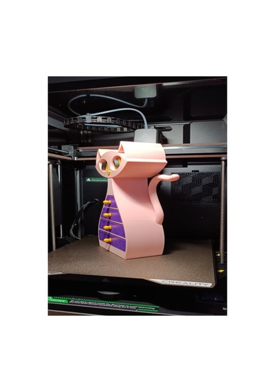 Kedi Figürlü Çekmeceli Masaüstü Organizer Dekoratif 3d Baskı Düzenleyici