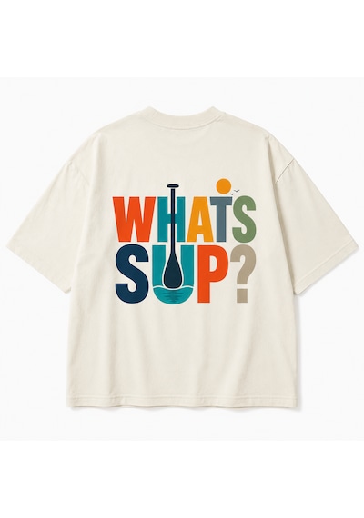 Montree Sup Whatsup Oversize Baskılı Pamuk Premium Tişört Beyaz