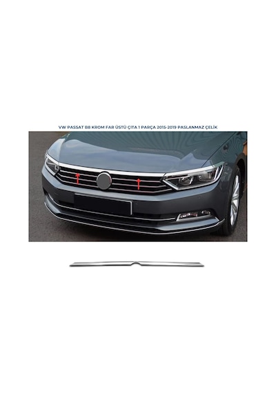 Ebal Otomotiv VW PASSAT B8 Krom Ön Panjur Üstü Kaput Çıtası 2015-2019 Arası