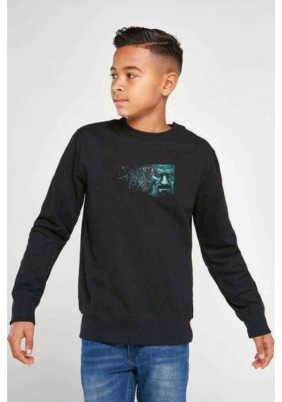 Tshirthane Breaking Bad In The Car Baskılı Unisex Çocuk Siyah Sweatshirt Siyah