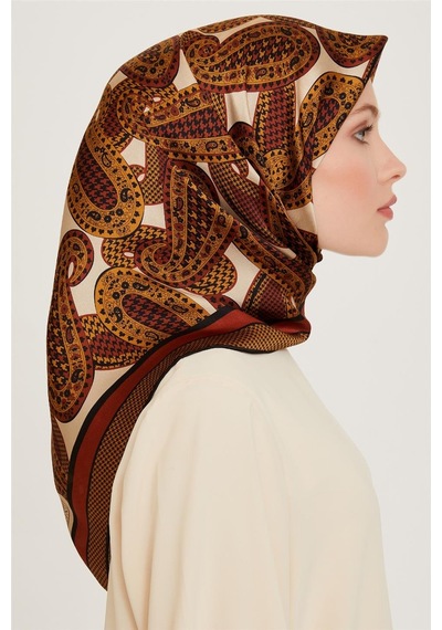 Armine Etnik Desenli Sura Saf İpek Eşarp 9208d 05 Çok Renkli
