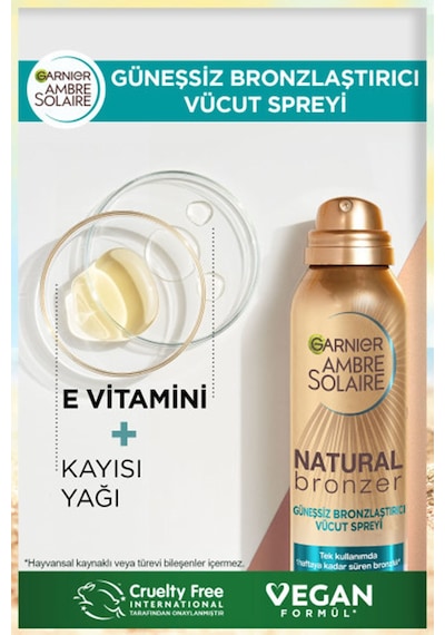 3 Adet Garnier Ambre Solaire Natural Bronzer Güneşsiz Bronzlaştırıcı Sprey 150ml 59662641