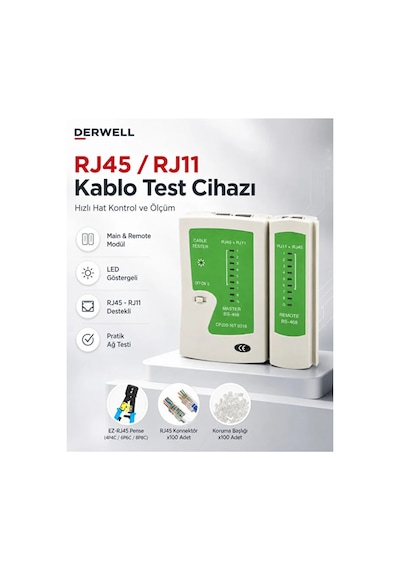 Yeni 2026 3in1 Profesyonel Ağ Kurulum Seti Yeni Nesil Cat5 Cat6 Cat7 Network Ethernet Kablo Pensesi Kesme Soyma Sıkma Kilitleme Fonksiyonlu - Dijital Kablo Test Cihazı Master Remote - 30lu Rj45 Jack